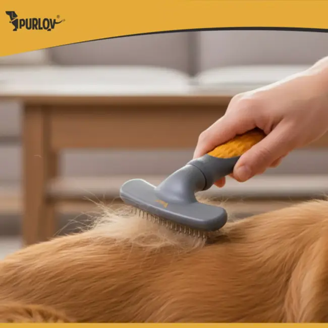 Ruhhy Huisdierkam – dubbele roterende tanden, veilige vachtverzorging voor hond en kat
