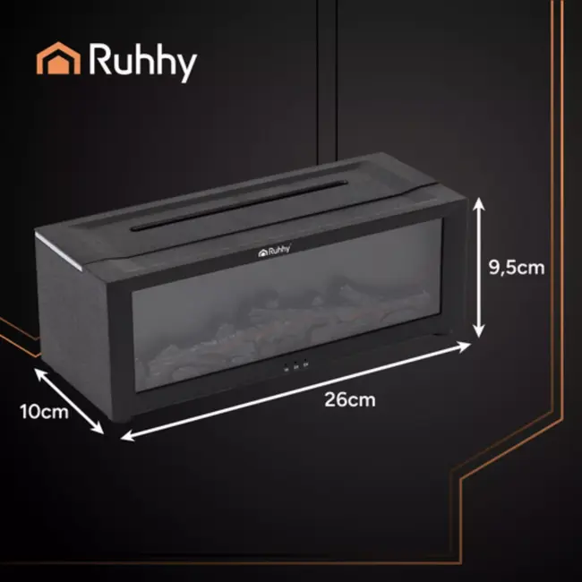 Ruhhy geurverspreider 150 ml – aromatherapie diffuser met LED haardvlam effect, timer en automatische uitschakeling