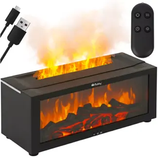 Ruhhy Geurverspreider 150 ml – aromatherapie diffuser met LED haardvlam effect, timer en automatische uitschakeling