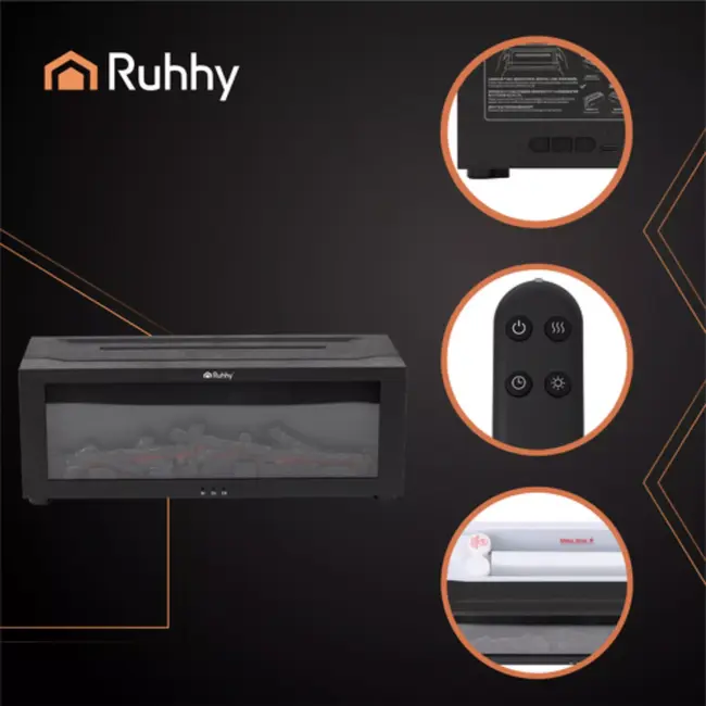 Ruhhy geurverspreider 150 ml – aromatherapie diffuser met LED haardvlam effect, timer en automatische uitschakeling