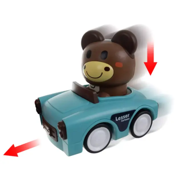 Ruhhy Speelgoedauto’s – 4 kleurrijke dierautootjes met push & go mechanisme