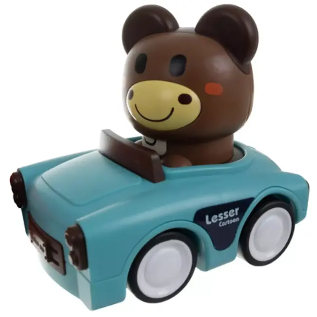 Ruhhy Speelgoedauto’s – 4 kleurrijke dierautootjes met push & go mechanisme