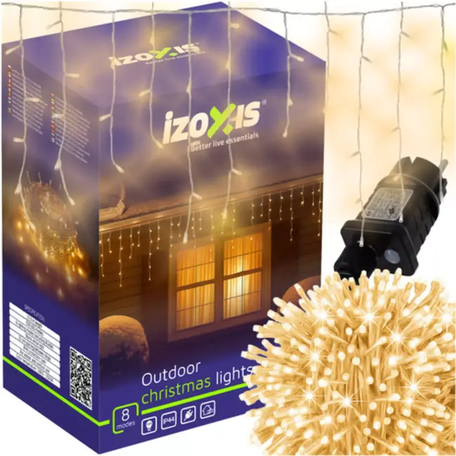 Izoxis kerstverlichting – 500 warmwitte LED ijspegel lampjes op 22,5 m snoer voor buitengebruik