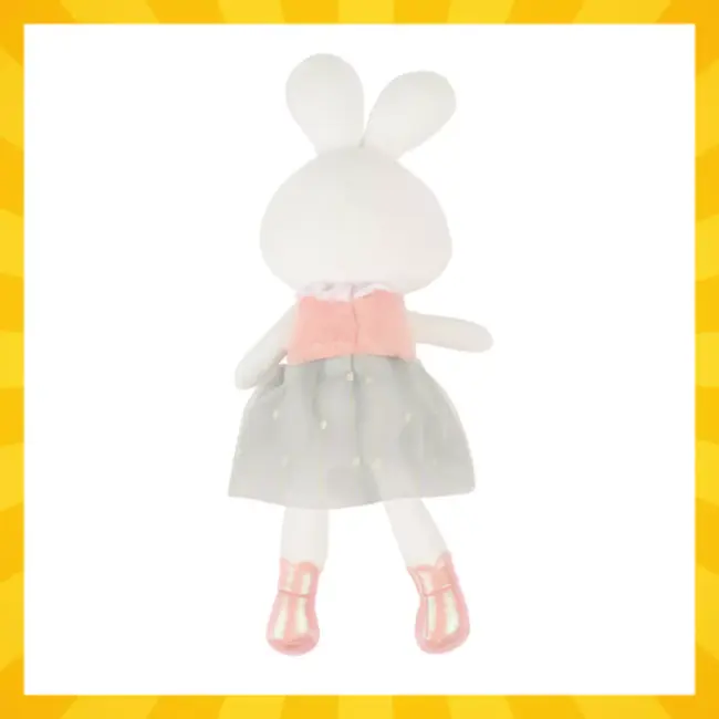 Kruzzel knuffelkonijn – pluche konijn van 45 cm, zachte kinderknuffel in wit en roze