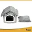 Purlov Grijs kattenhuis – pluche bed met dak en kussen