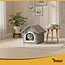 Purlov Grijs kattenhuis – pluche bed met dak en kussen