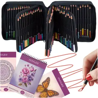 Maaleo Teken- en kleurset 120 kleuren – complete creatieve potlodenset met luxe etui, schetsboek en oefenboek
