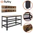 Ruhhy halmeubel – 2-in-1 schoenenrek en kapstok met zitbank en 16 haken, industrieel ontwerp