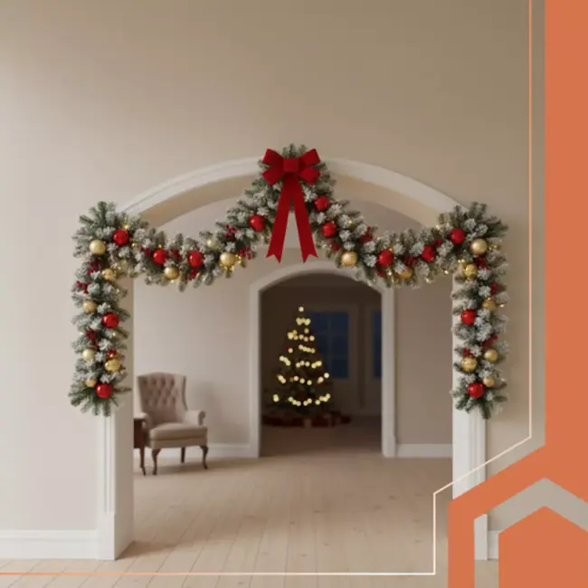 Ruhhy sneeuwguirlande 270 cm – dikke kunsttak met sneeuw, buigbaar en herbruikbaar voor kerstdecoratie