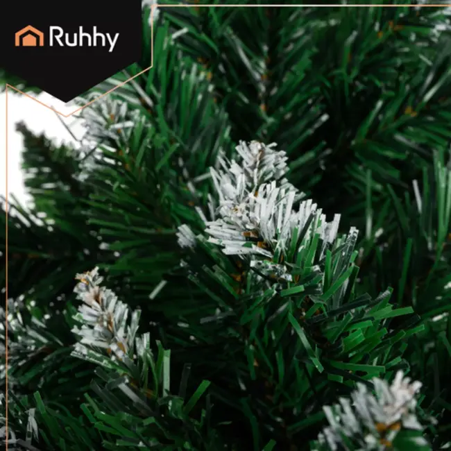 Ruhhy Kerstslinger met sneeuw 270 cm – Dikke kunstguirlande kerstdecoratie, buigbaar en herbruikbaar voor binnen en buiten