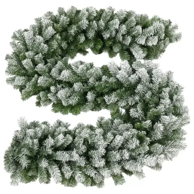 Ruhhy sneeuwguirlande 270 cm – dikke kunsttak met sneeuw, buigbaar en herbruikbaar voor kerstdecoratie