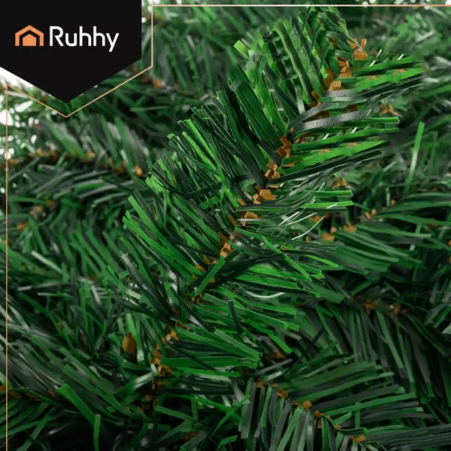 Ruhhy kerstguirlande 270 cm – volle groene kerstslinger met realistische naalden en flexibel frame