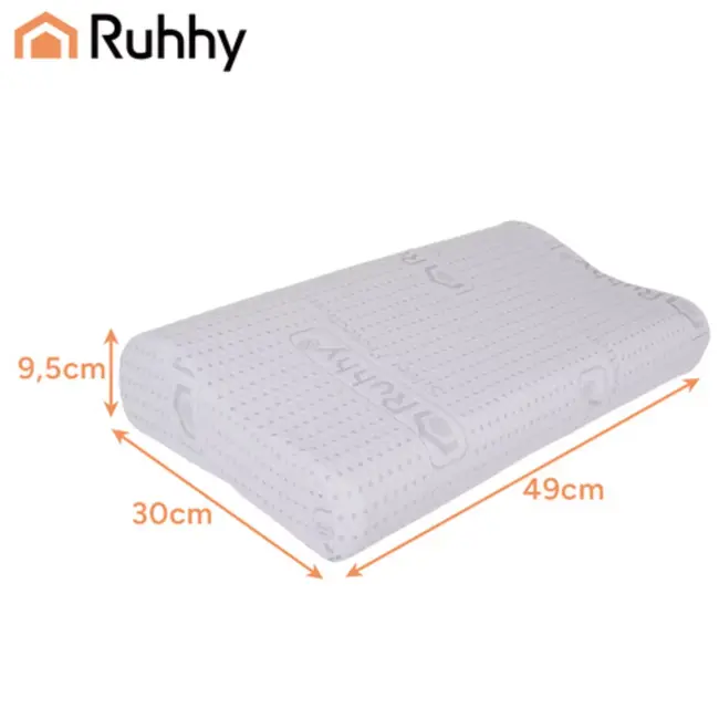Ruhhy Orthopedisch kussen van traagschuim  met antibacteriële hoes en draagtas -  49 x 30 x 9,5 cm