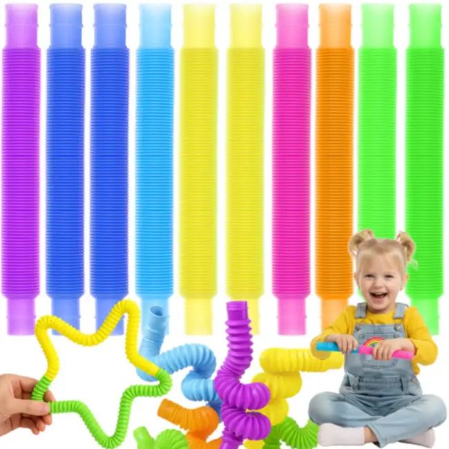Kruzzel sensorische pop tubes – 10 buigzame, rekbare buizen voor stressvermindering en motoriek