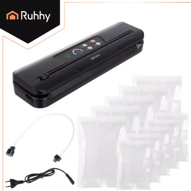 Ruhhy vacuummachine – 80 kPa sealer met snijder, 10 zakken en dry/wet-functie