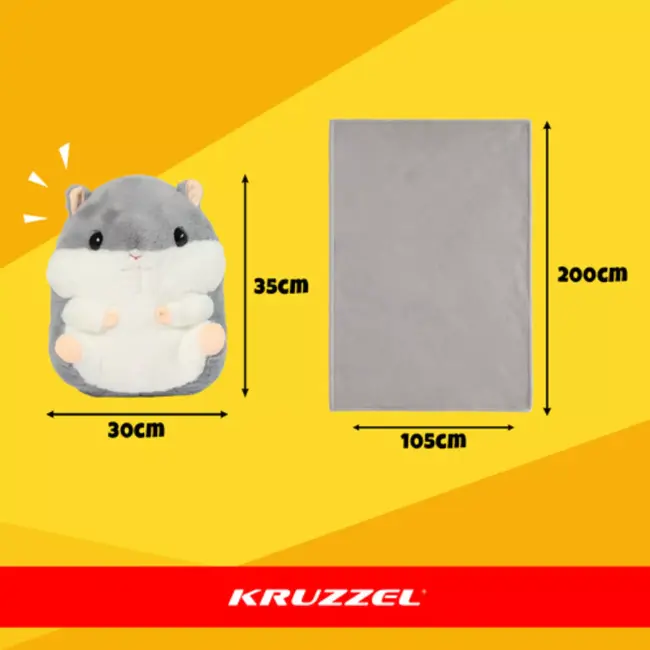 Kruzzel Pluche hamsterkussen met uitneembare fleece deken – 2-in-1 comfort voor thuis of onderweg