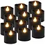 Ruhhy Zwarte LED kaarsen 12 stuks – warm wit flikkereffect, veilig zonder rook of vuur, inclusief batterijen
