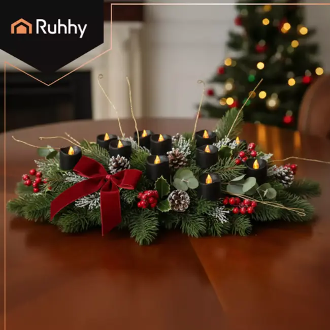 Ruhhy Zwarte LED kaarsen 12 stuks – warm wit flikkereffect, veilig zonder rook of vuur, inclusief batterijen