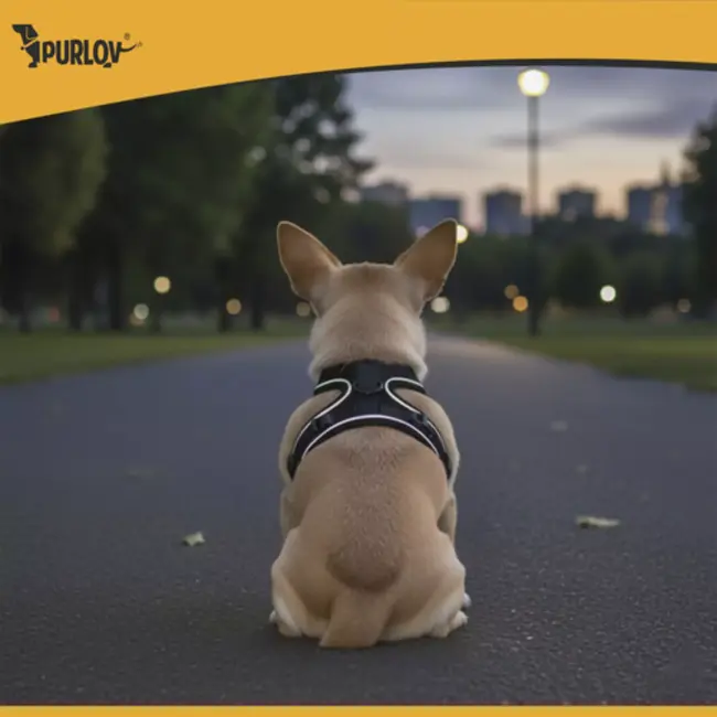 Purlov Drukvrij honden- en kattenharnas XS – verstelbaar, ademend en reflecterend tuig inclusief 150 cm looplijn