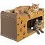 Purlov Kattenhuis met krabpaal – stevig HDF en ecologisch karton, 2 verdiepingen met speeltjes voor actieve katten