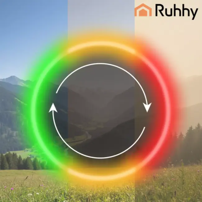 Ruhhy slimme luchtreiniger met HEPA H12 en actief koolfilter – ionisatie, WiFi-bediening en fluisterstil tot 80 m²