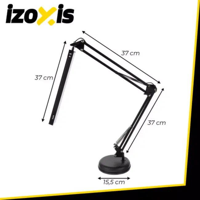 Izoxis 2-in-1 bureaulamp – verstelbare metalen arm, dimbaar LED-licht en tafelklem voor werk of studie