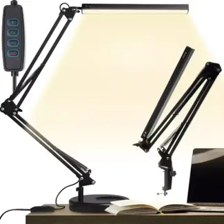 Izoxis 2-in-1 bureaulamp – verstelbare metalen arm, dimbaar LED-licht en tafelklem voor werk of studie