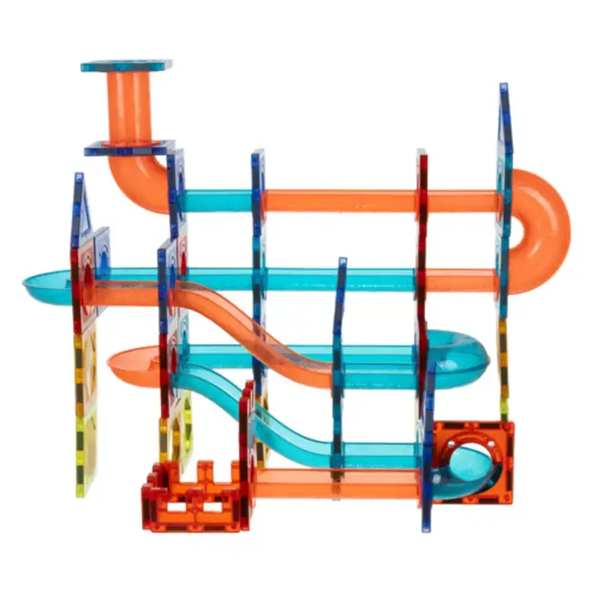 Ruhhy Educatieve magnetische bouwset 110-delig – knikkerbaan met LED-licht, STEM speelgoed voor creatieve kinderen