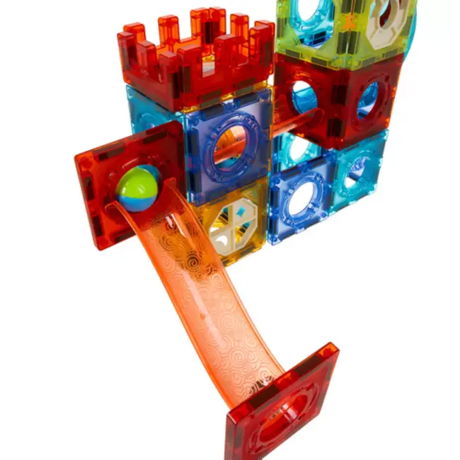 Ruhhy Educatieve magnetische bouwset 110-delig – knikkerbaan met LED-licht, STEM speelgoed voor creatieve kinderen