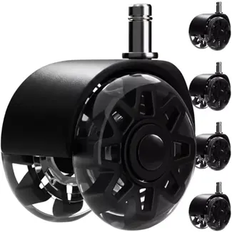 Ruhhy stille bureaustoelwielen 5 stuks – 2,5" PU wielen met stalen lagers voor krasvrije vloeren