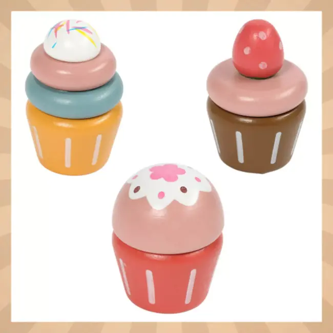 Kruzzel houten theeservies met taartenstandaard – 15-delige speelset met kopjes, muffins en koekjes voor rollenspel