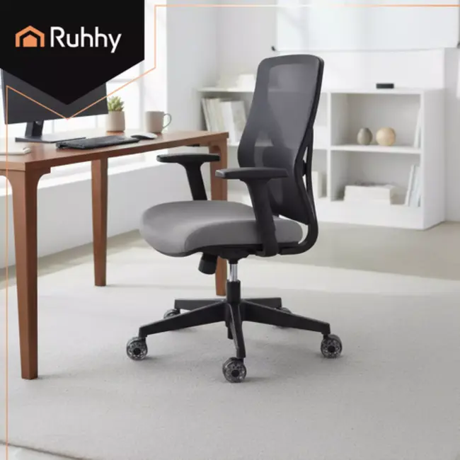 Ruhhy grijze bureaustoelwielen 5 stuks – stille, krasvrije PU wielen met stalen lagers voor parket en tegels