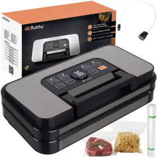 Ruhhy vacumeermachine 125W – dubbele pomp, snijder, folierolhouder en 95 kPa zuigkracht voor voedselverpakking