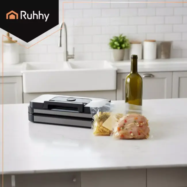 Ruhhy vacumeermachine 125W – dubbele pomp, snijder, folierolhouder en 95 kPa zuigkracht voor voedselverpakking