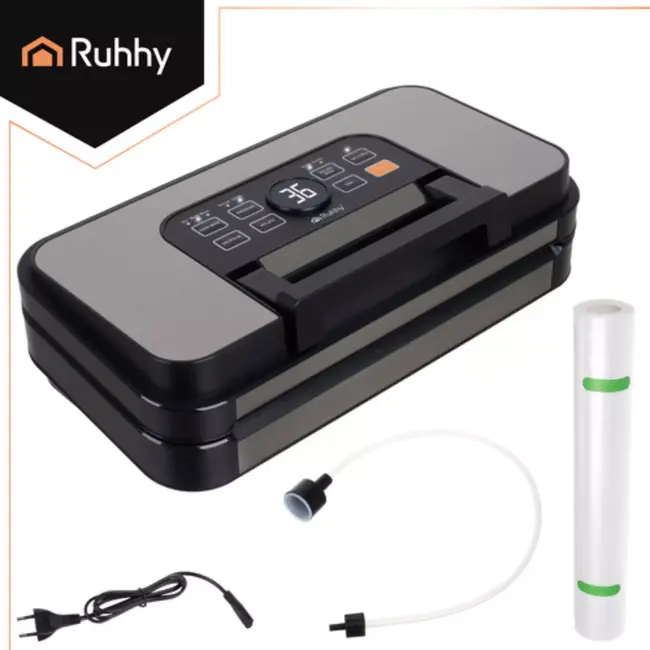 Ruhhy vacumeermachine 125W – dubbele pomp, snijder, folierolhouder en 95 kPa zuigkracht voor voedselverpakking