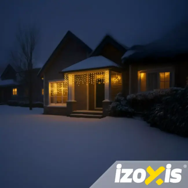 Izoxis kerstverlichting 100 LED – 6 m warm wit flitseffect, IP44 buitenverlichting voor raam, gevel of boom