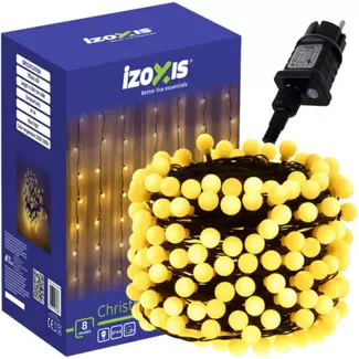 Izoxis kerstverlichting 300 LED – 30 m warm wit, IP44 buitenverlichting met 8 modi en flitseffect voor kerstdecoratie