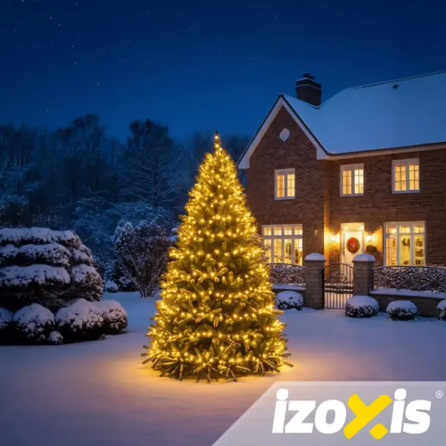 Izoxis kerstverlichting 300 LED – 30 m warm wit, IP44 buitenverlichting met 8 modi en flitseffect voor kerstdecoratie
