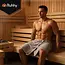 Ruhhy saunakilt heren – sneldrogende katoenen omslagdoek met elastische band en zak voor sauna, spa of sportschool
