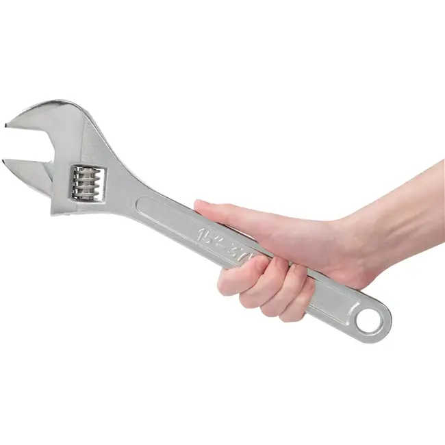 Silverline verstelbare moersleutel 375 mm - verchroomd staal - bekopening 41 mm - zilver - voor vast- en losdraaien van moeren