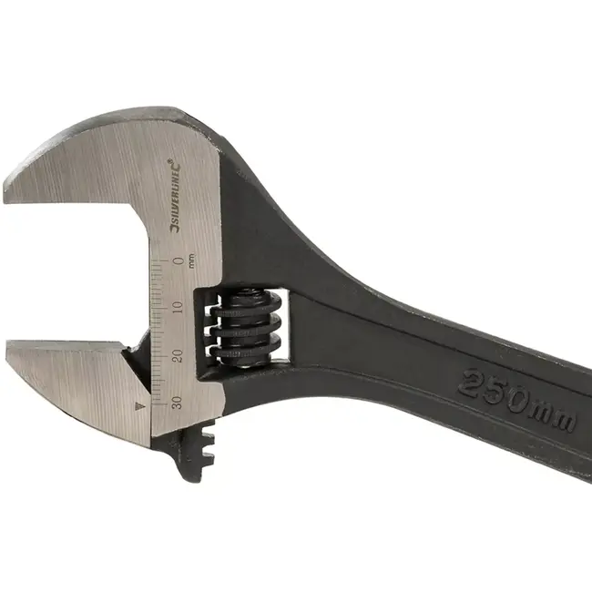 Silverline verstelbare moersleutel - chroom-vanadium staal - 200 mm lengte, 22 mm kaak - grijs - voor bouten en moeren