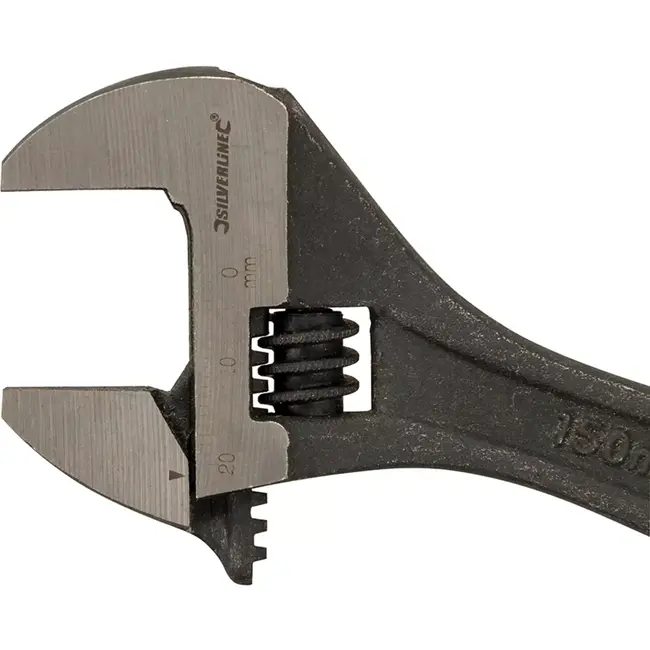 Silverline verstelbare moersleutel - chroom-vanadium - 150 mm lengte, 17 mm kaak - grijs roestbestendig - werkplaats en montage