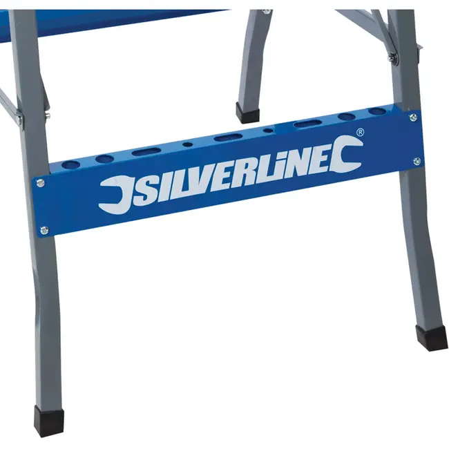 Silverline zware werkbank - stalen frame - kantelbaar werkblad 0°, 45°, 90° - 2x 60,5 x 12 cm - zwart - 150 kg - werkplaats