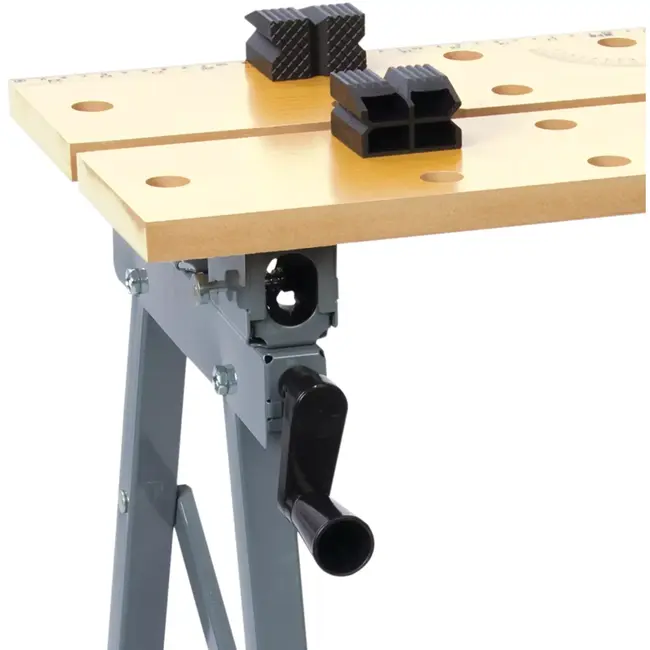 Silverline zware werkbank - stalen frame - kantelbaar werkblad 0°, 45°, 90° - 2x 60,5 x 12 cm - zwart - 150 kg - werkplaats