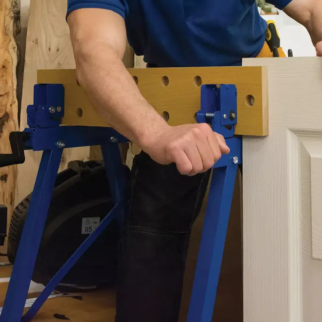 Silverline zware werkbank - stalen frame - kantelbaar werkblad 0°, 45°, 90° - 2x 60,5 x 12 cm - zwart - 150 kg - werkplaats