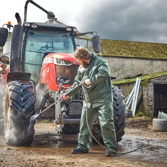Scruffs Regenpak 2-delig - kunststof - waterdicht - maat XL - groen - voor buitenwerk, bouw en tuin
