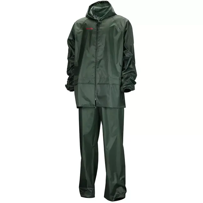 Scruffs werkregenpak jas en broek - textiel - waterdicht - maat L - groen - 2-delig - voor buitenwerk en bouw