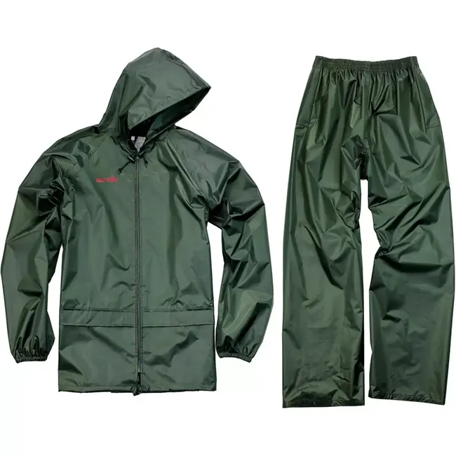 Scruffs werkregenpak jas en broek - textiel - waterdicht - maat L - groen - 2-delig - voor buitenwerk en bouw