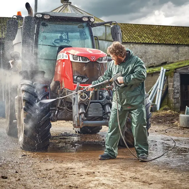 Scruffs werkregenpak jas en broek - textiel - waterdicht - maat L - groen - 2-delig - voor buitenwerk en bouw