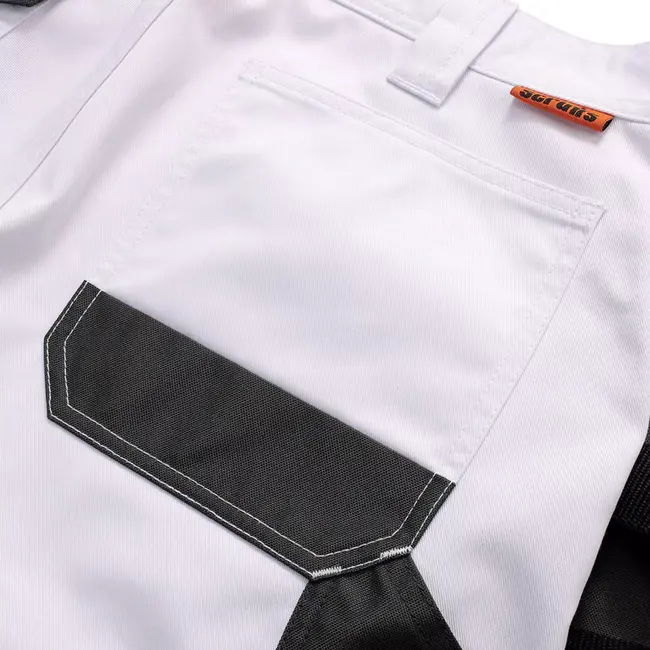 Scruffs korte werkbroek met holsterzakken voor gereedschap - gerecycled polyester/katoen/elastaan - maat 56 - wit - voor de bouw